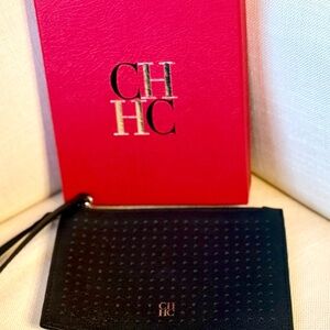 Carolina Herrera Black Perforated Clutch